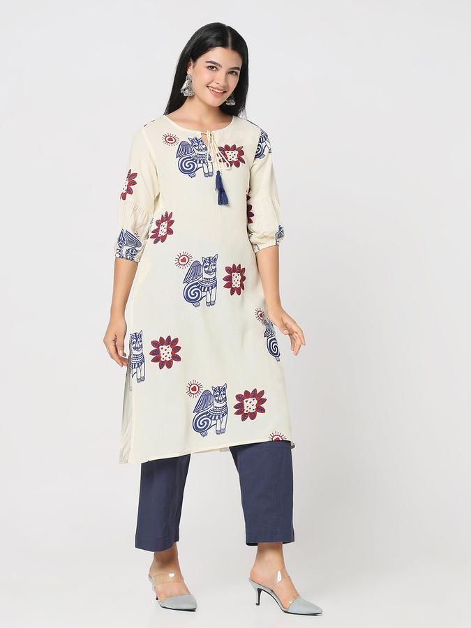 R&B Women's Ivory Printed Kurta