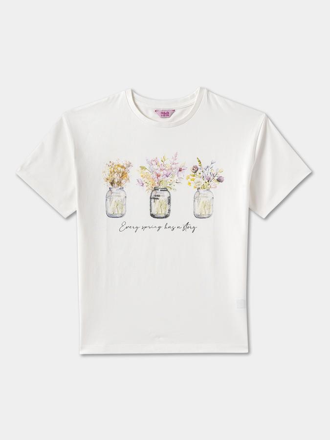 R&B Girls' Black Printed T-Shirt