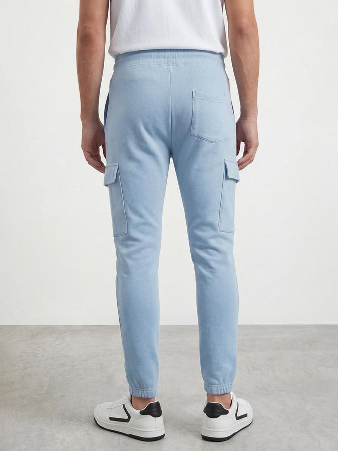 R&B Men Blue Slim Fit Solid Track Pants 