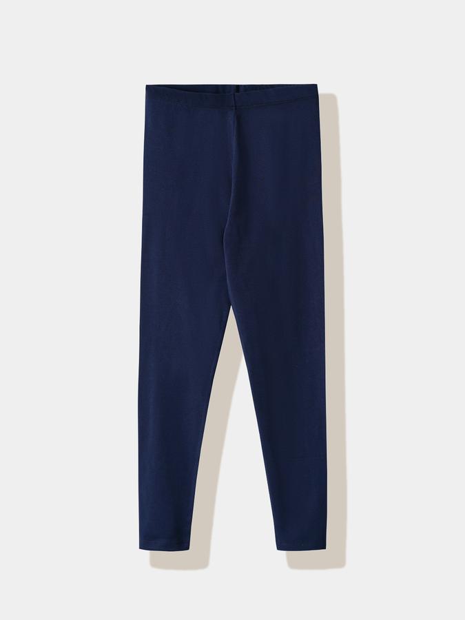 Girls Cotton Blend Skinny Fit Elastic Waist Solid Leggings