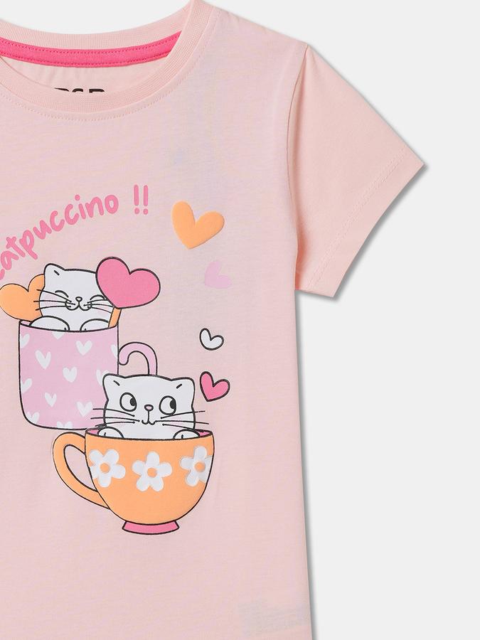 Girls Printed Pure Cotton Regular T Shirt image number 2