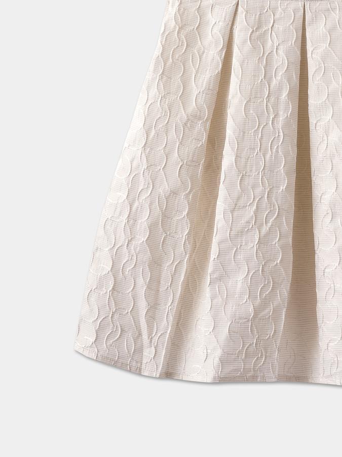 Girls Textured Short Sleeves Round Neck Fit & Flare Dress