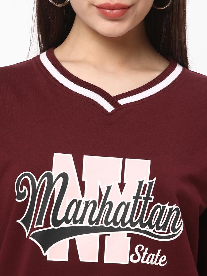 Women Oversized Fit Graphic Print Sweatshirt image number 3