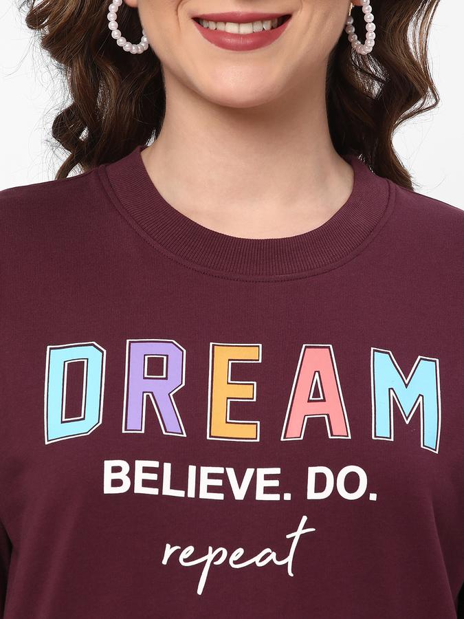 Women Cotton Regular Fit Round Neck Graphic Sweatshirt