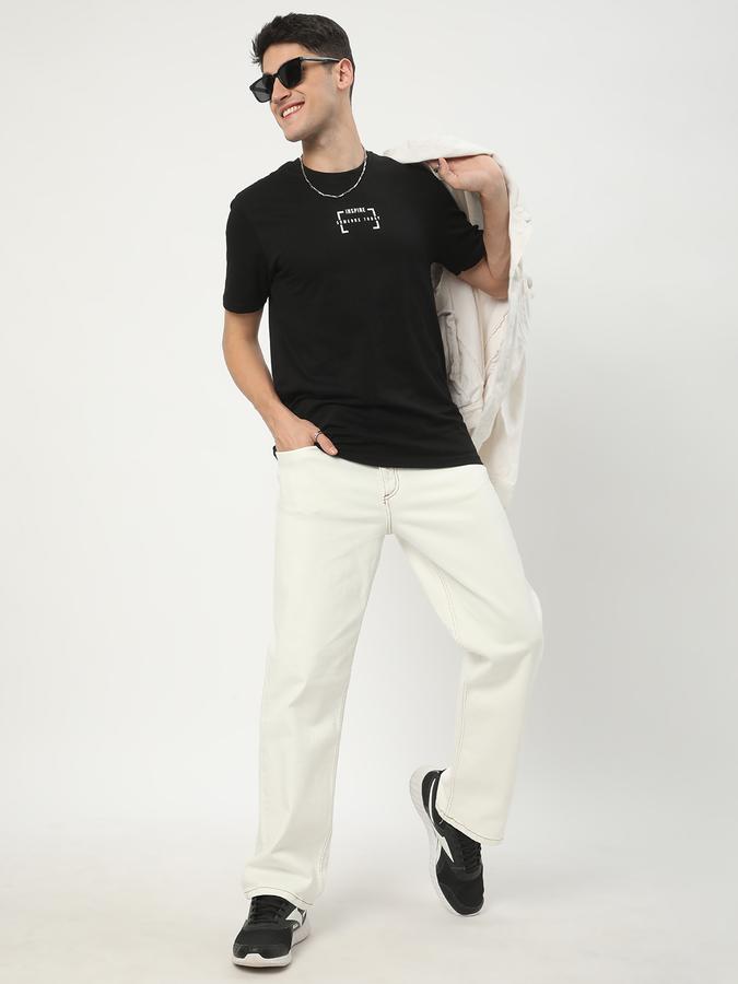 Men Cotton Regular Fit Crew Neck Typographic T-shirt
