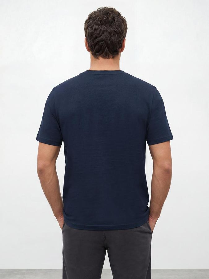 R&B Blue Men Printed Short Sleeves Tshirt