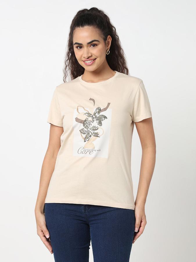 R&B Graphic Print Women Round Neck T-Shirt  image number 1