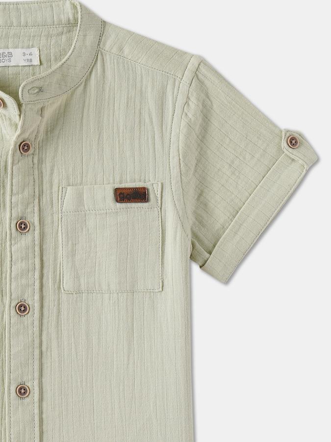 Boys Regular Fit Short Sleeve Mandarin Collar Shirt