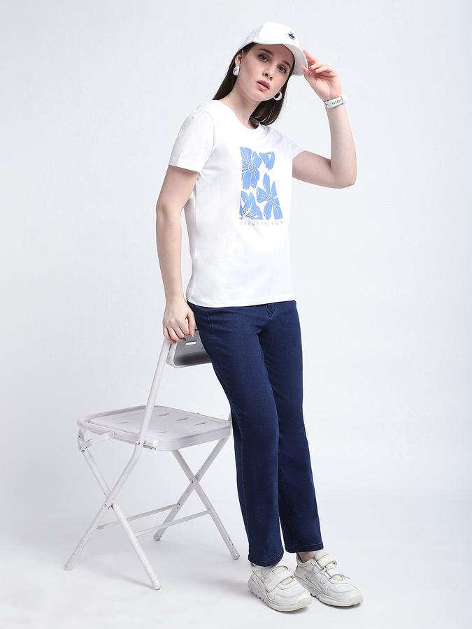 Women Cotton Regular Fit Crew Neck Graphic T-shirt