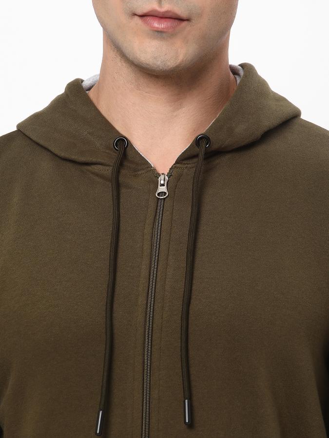 Men Cotton Regular Fit Hooded Jacket