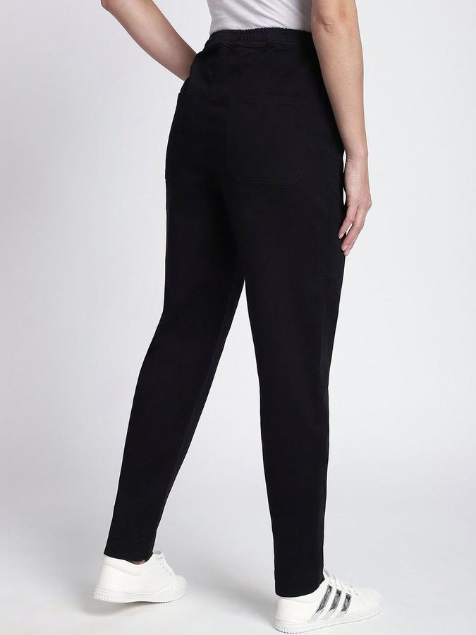 R&B Women Black Solid Regular Fit Trousers