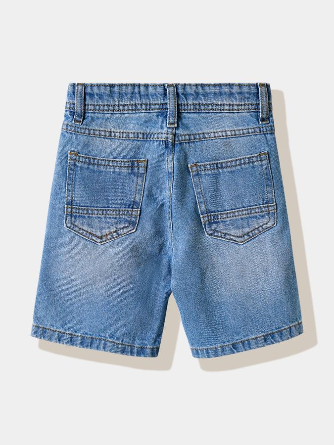 Boys Cotton Regular Fit Zipper Fly Clean Hem Shorts