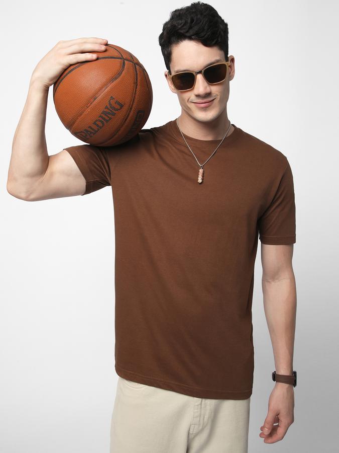 R&B MEN'S Solid T-Shirt with Crew Neck and Short Sleeves