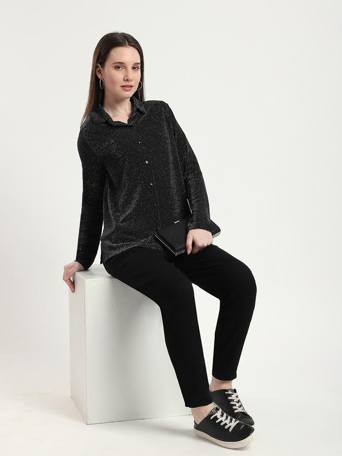R&B Women Black Textured Cardigan