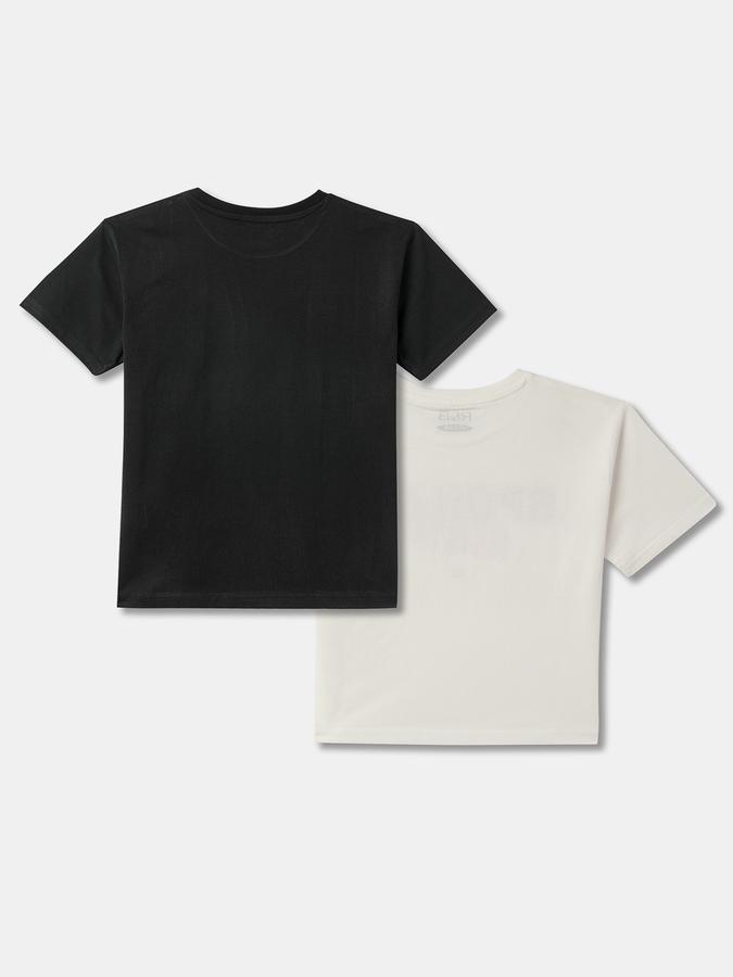 Pack of 2 Girl Graphic Print Round-Neck T-Shirts image number 1
