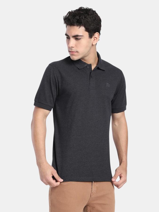 R&B Charcoal Solid Men Short Sleeve Polo T-shirt
