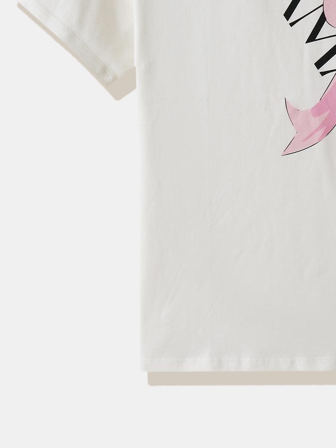 Girls Cotton Regular Fit Crew Neck Graphic T-shirt