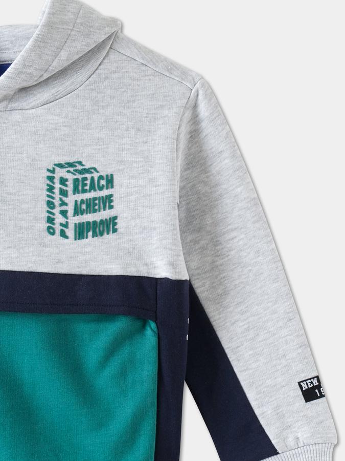 Boys Cotton Blend Relaxed Fit Hooded Colorblock Hoodie