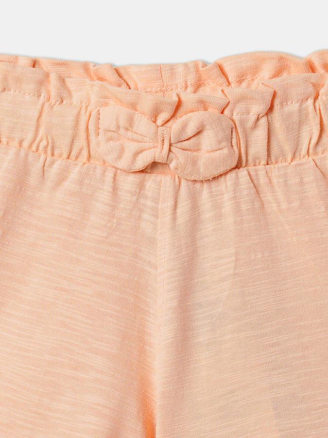 Girls Cotton Regular Fit Paperbag Waist Clean Hem Shorts