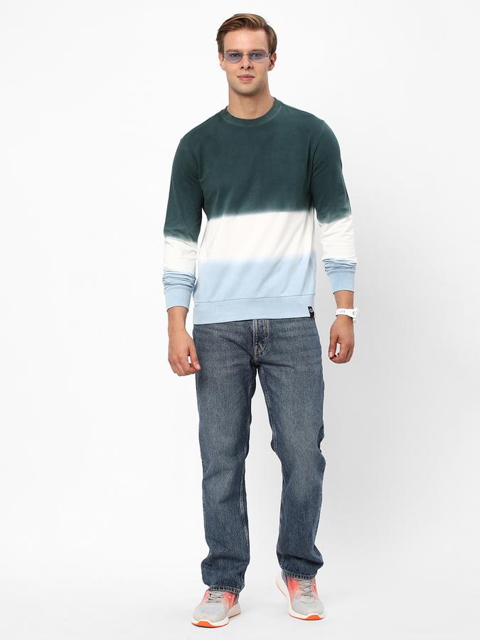 Men Cotton Regular Fit Crew Neck Tie-Dye Sweatshirt