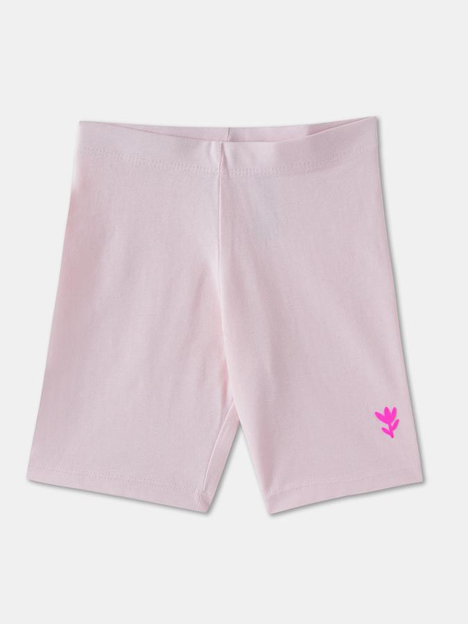 Girls Cotton Blend Mid Rise Elastic Waist Clean Hem Shorts