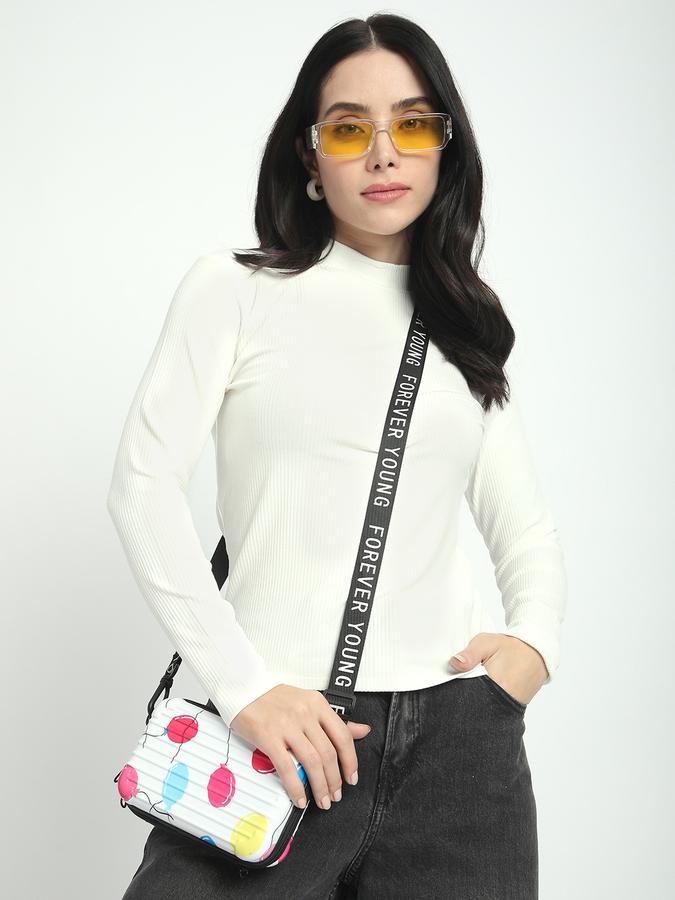 Women Viscose Slim Fit High Neck Ribbed Top