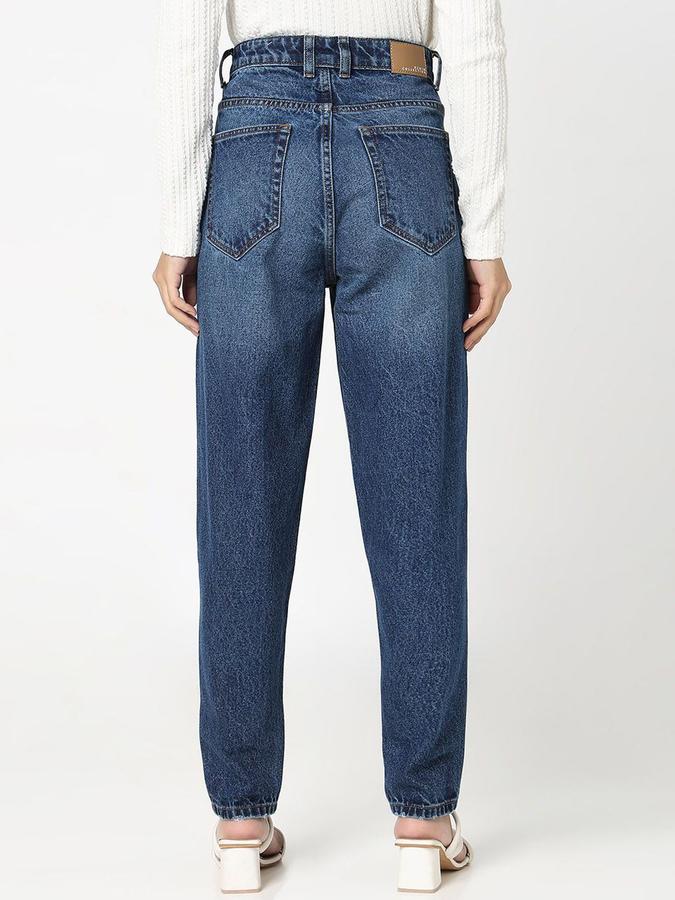 R&B Women Dark Blue Relaxed Fit High-Rise Jeans