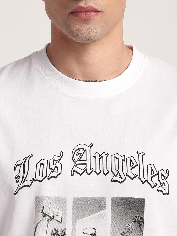 Men Cotton Relaxed Fit Crew Neck Graphic T-shirt