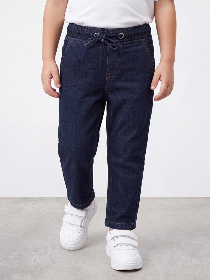 R&B Boys Dark Blue Solid Mid Rise Stretchable Jeans