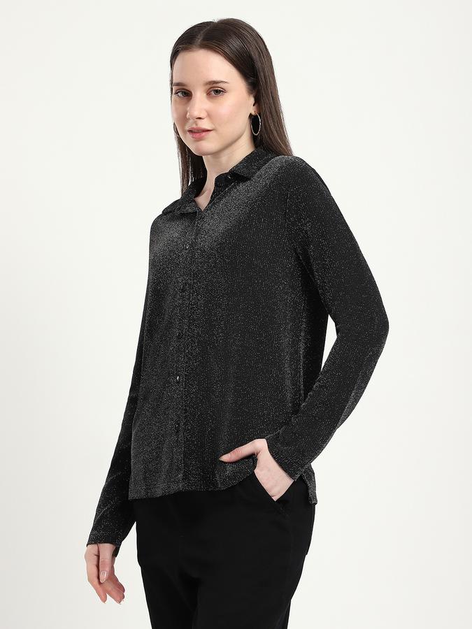 R&B Women Black Textured Cardigan