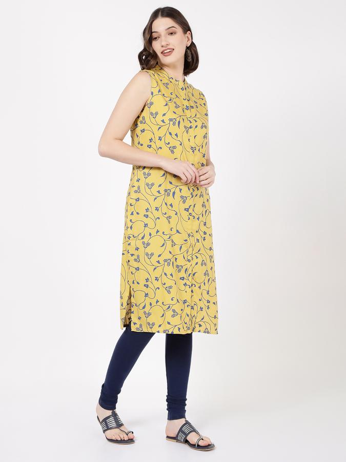 Women Leaf Print Straight Kurta image number 2