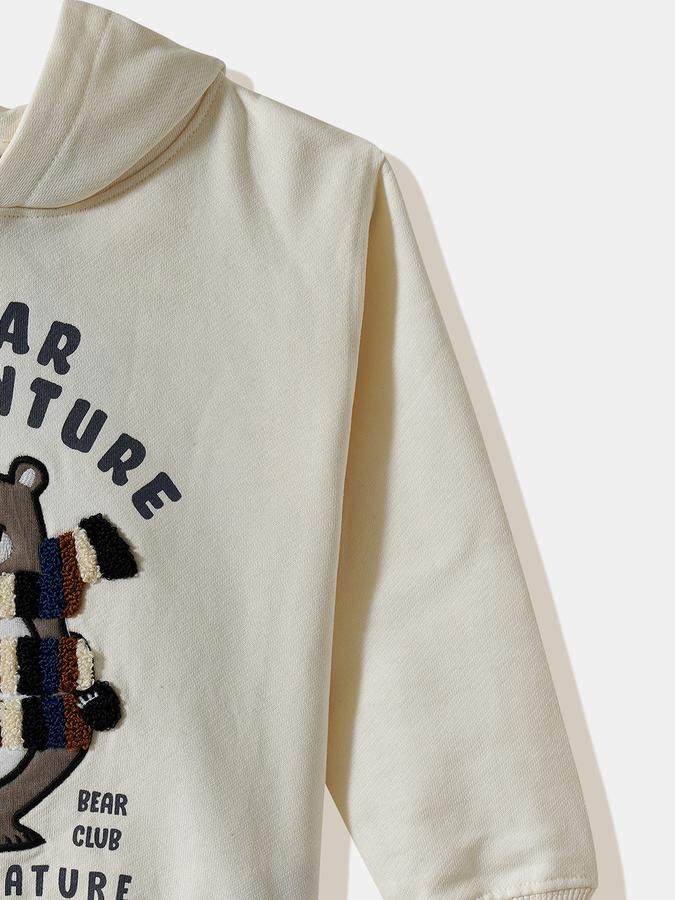 Boys Cotton Relaxed Fit Hooded Graphic Applique Hoodie