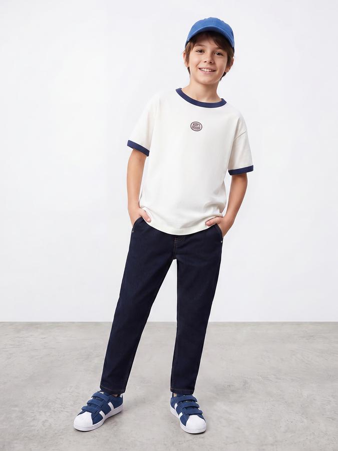 R&B Boys Dark Blue Solid Mid Rise Stretchable Jeans