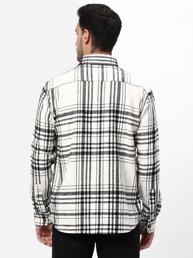 Men Checked Regular Fit Bikers Jacket image number 2