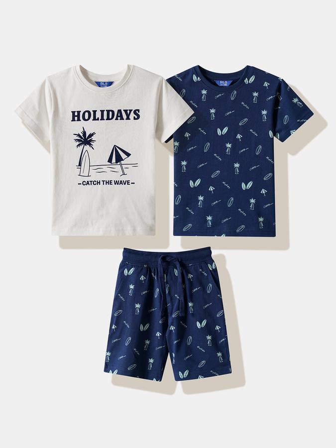 Boys Cotton Graphic T-shirt And Graphic Print Shorts Set