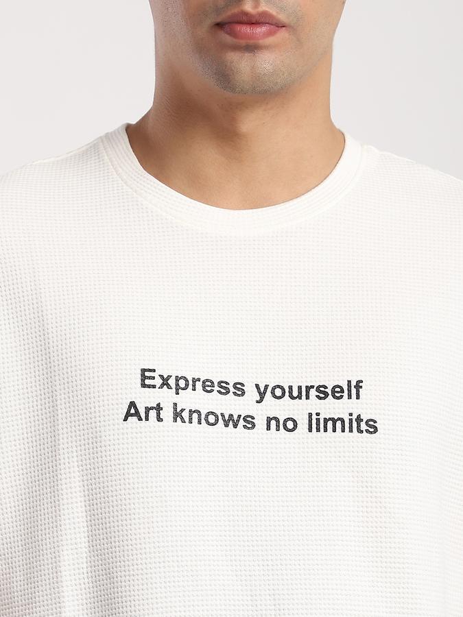 Men Cotton Loose Fit Crew Neck Typographic T-shirt