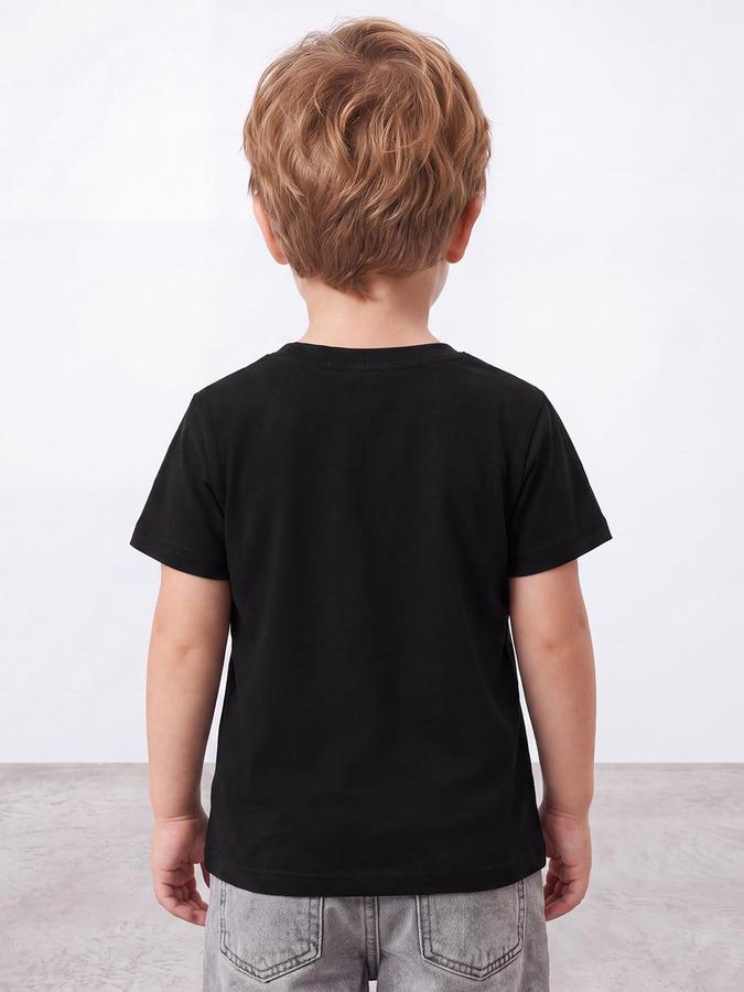 R&B Boys Black Short Sleeve Round Neck Beach Graphic Print T-Shirt