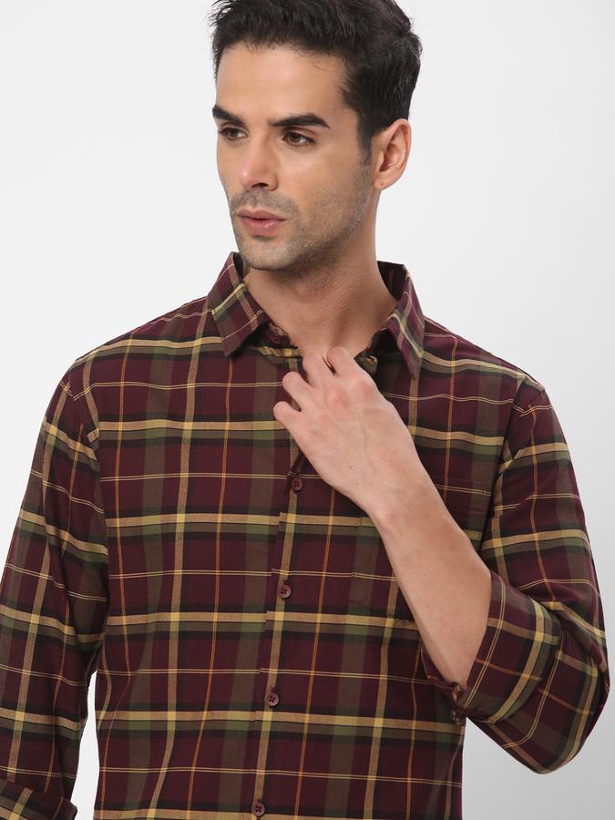R&B Men Maroon Casual Shirts