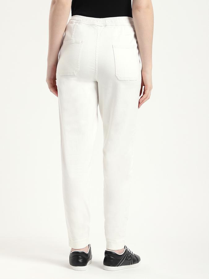 R&B Women Ivory Solid Trousers