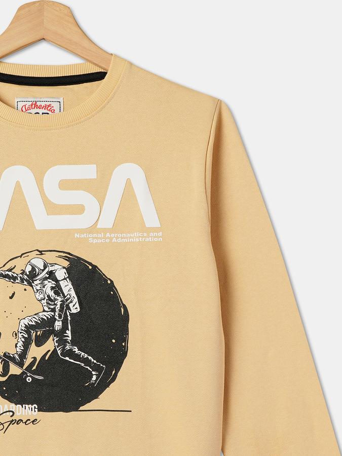 Boys Cotton Regular Fit Crew Neck Graphic Sweatshirt