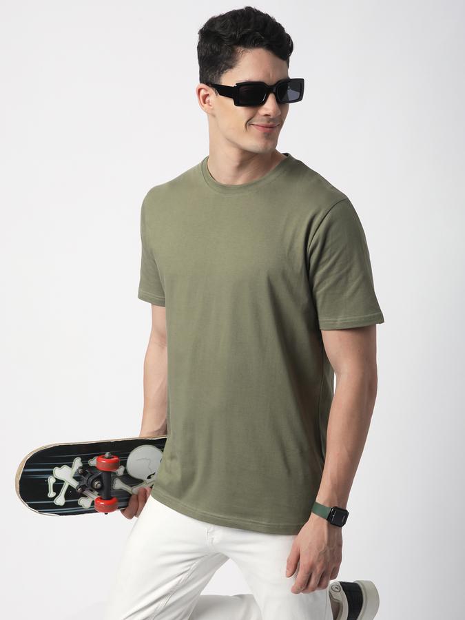 R&B MENS SOLID CASUAL T-SHIRT WITH ROUND NECK AND SHORT SLEEVES