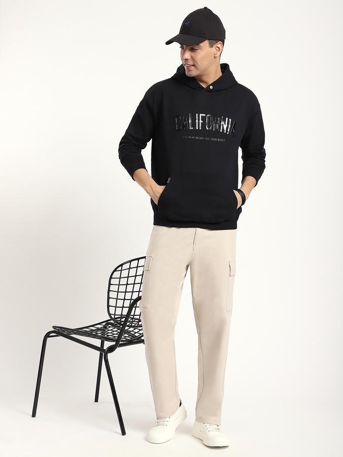 Men Cotton Blend Regular Fit Hooded Graphic Sweatshirt