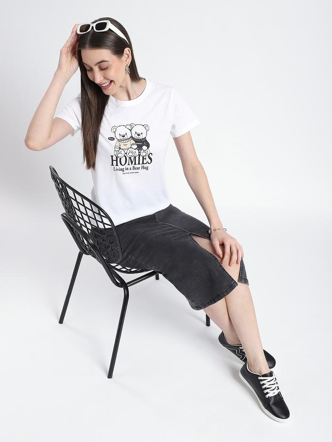 Women Cotton Regular Fit Crew Neck Graphic T-shirt