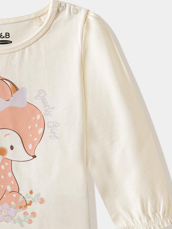 Girls Cotton Regular Fit Crew Neck Graphic T-shirt