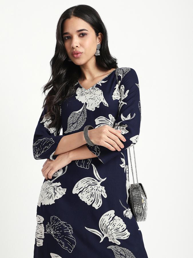 Women Viscose Regular Fit V Neck Printed Kurta