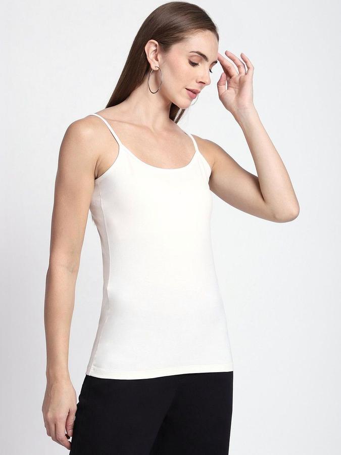 R&B Women Ivory Solid Shoulder Straps Camisole