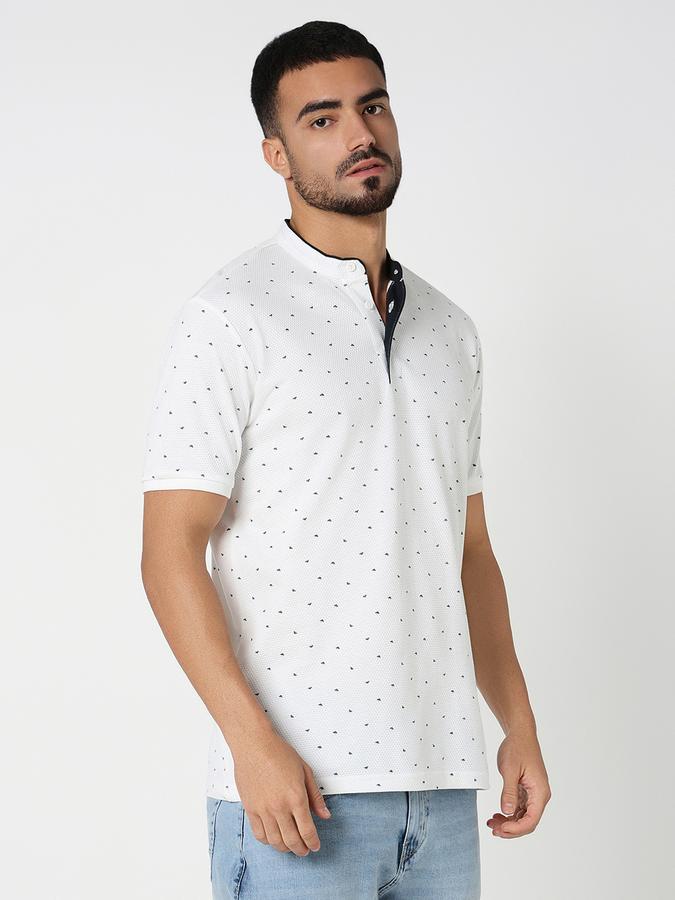 Printed Men Mandarin Collar T-Shirt image number 3