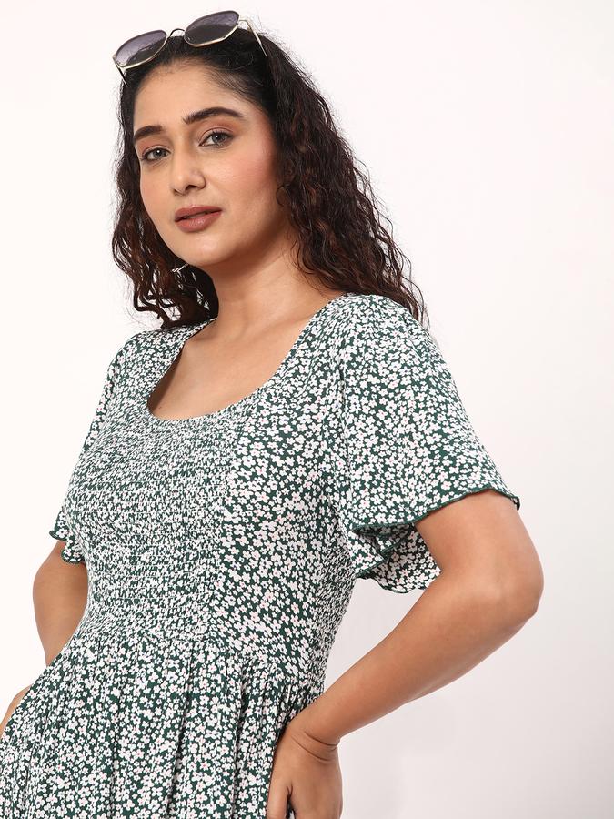 Women Rayon Fit And Flare Mini Floral Dress