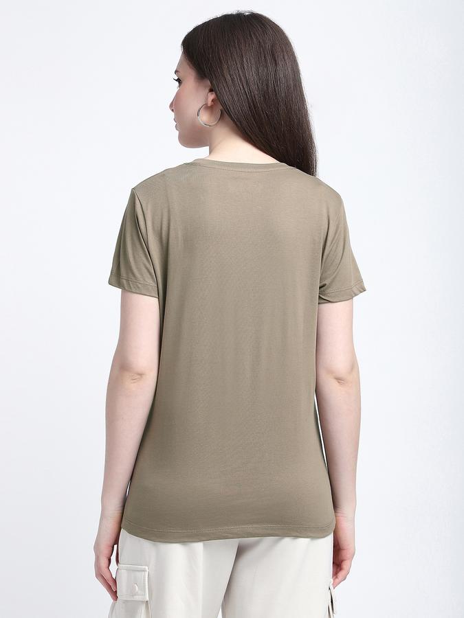 Women Cotton Regular Fit Crew Neck Slogan T-shirt