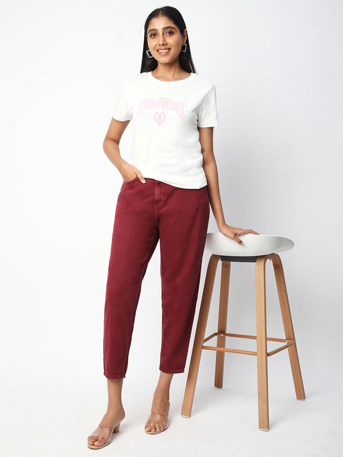 Women Cotton Regular Fit Crew Neck Graphic T-shirt